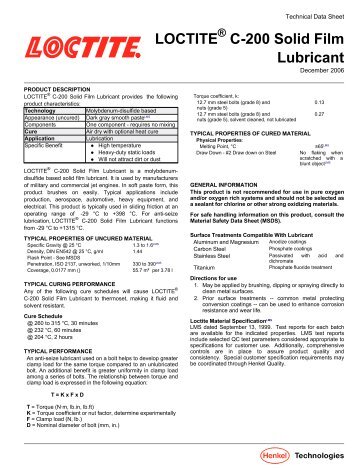 LOCTITE C-200 Solid Film Lubricant