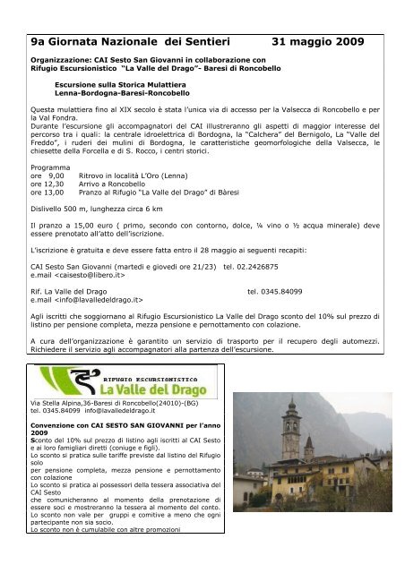 Notiziario Aprile 2009 2 - CAI - sezione di Sesto San Giovanni