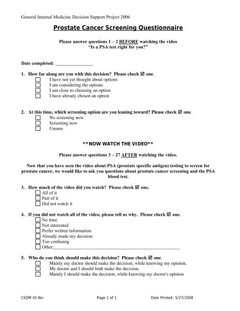 PSA worksheet