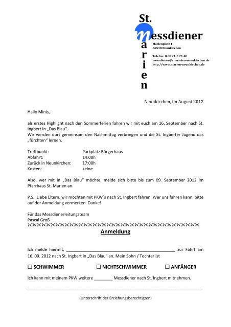 Messdienerplan September 2012 - Kath. Kirchengemeinde St ...