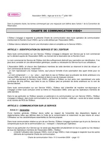 CHARTE DE COMMUNICATION VISIO+ - AFMM
