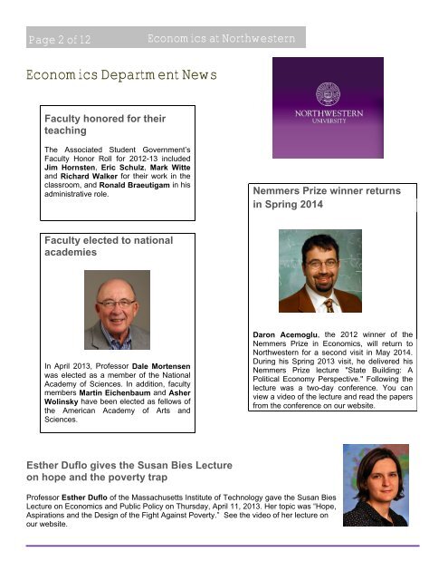 Economics at Northwestern University - Department of Economics