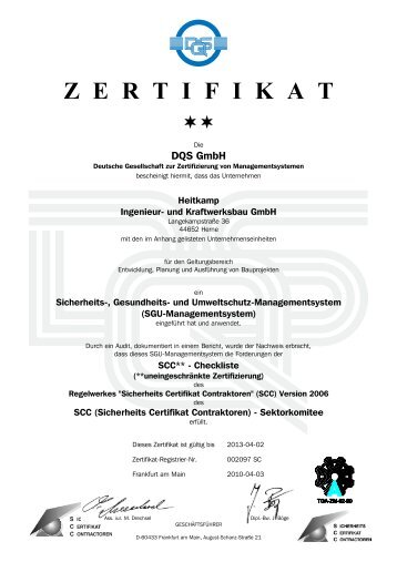 Z E R T I F I K A T - Heitkamp Ingenieur- und Kraftwerksbau GmbH