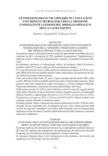 Le infezioni delle vie urinarie in cani e gatti con deficit neurologici ...