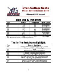 Men's Soccer Record Book - Lyon College Athletics