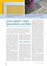 â€žCulex pipiensâ€œ contra Spannrahmen und Rollo - sicht + sonnenschutz