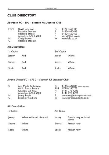 CLUB DIRECTORY - Scottish Football Association