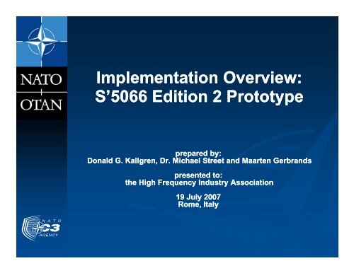 Implementation Overview: p S'5066 Edition 2 Prototype