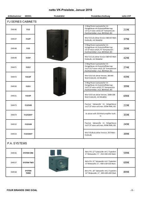 Preisliste XXL