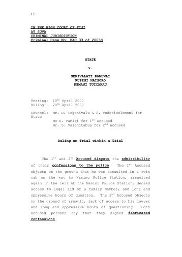 State v Senivalati Ramuwai and Others HAC033D.05S - Law Fiji