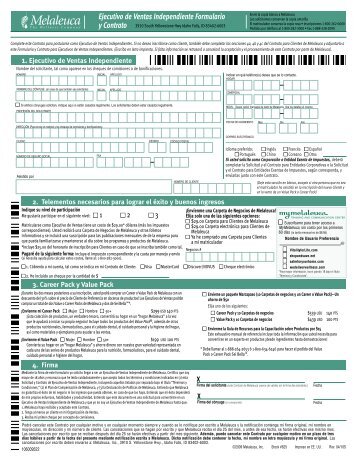 Ejecutivo de Ventas Independiente Formulario y Contrato - Melaleuca
