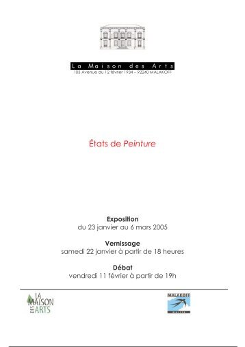 Etats de Peinture dossier de presse - Maison des arts de Malakoff