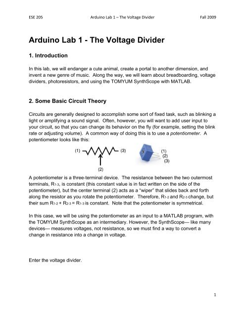 Arduino Lab 1 - The Voltage Divider