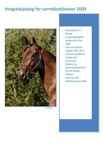 Hingstekatalog for varmblodshester 2009 - Det Norske Travselskap