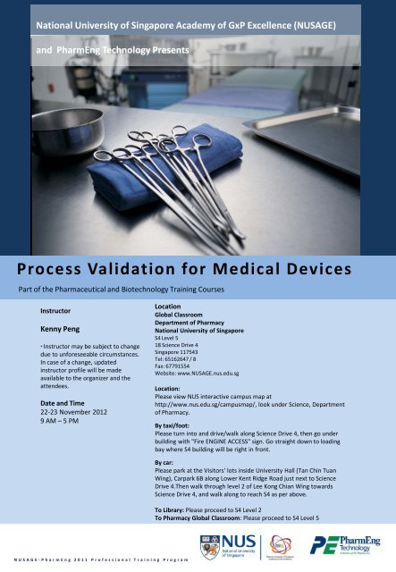 Process Validation For Medical Devices – NUS - NUSAGE ...