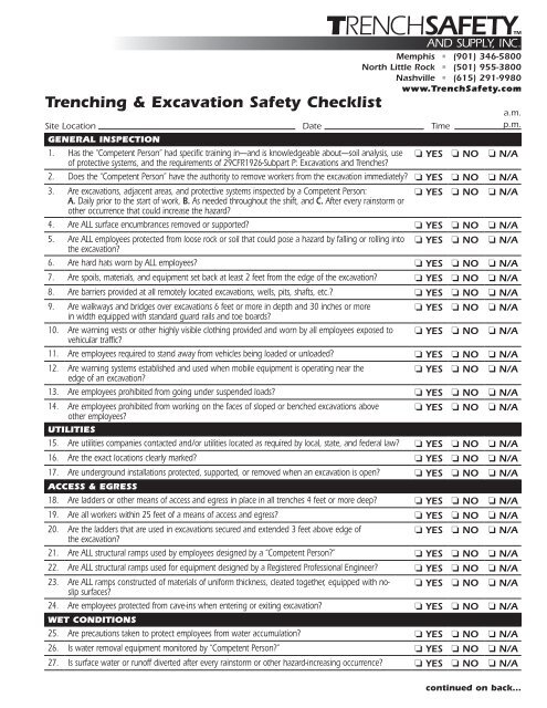 Excavation Safety Checklist excavation-safety-checklist