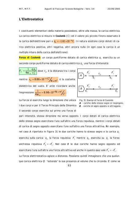 Appunti di Elettromagnetismo - Dipartimento di Fisica