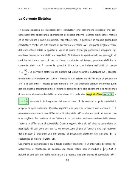 Appunti di Elettromagnetismo - Dipartimento di Fisica