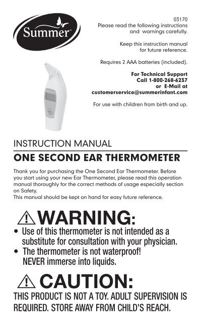 03170 One Second Ear Thermometer - Summer Infant