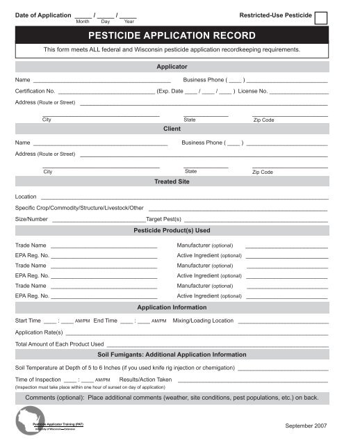 PesticiDe APPlicAtion RecoRD