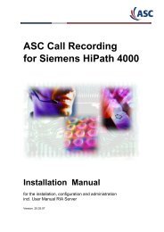 ASC Call Recording for Siemens HiPath 4000 - Papagayo System, CA