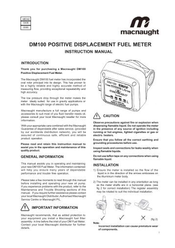 DM100 POSITIVE DISPLACEMENT FUEL METER - Bell Flow Systems