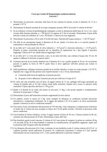 Esercizi 1 - Dipartimento di Fisica