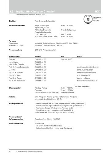 3.2 Institut fÃ¼r Klinische Chemie * IKC - UZL