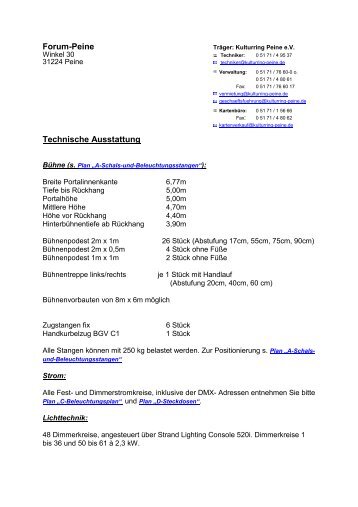 Technische Ausstattung des Forums - Peine Marketing GmbH