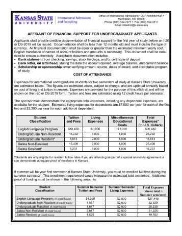 affidavit of financial support for undergraduate applicants