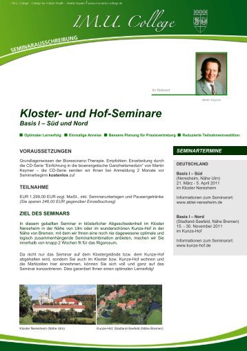 Kloster- und Hof-Seminare - IMU College