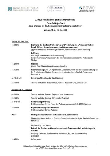 Konferenzprogramm - des Bundesverbandes Deutscher West-Ost ...