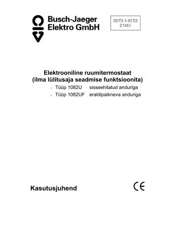 Elektrooniline ruumitermostaat (1082U ja 1082UF) - Elektroskandia