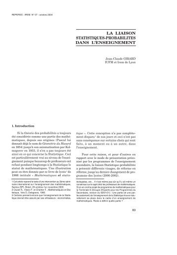 La liaison statistique-probabilitÃ©s dans l'enseignement