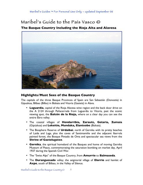 Maribel's Guide to the Basque Country - Maribel's Guides For The ...