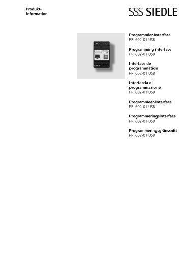 PRI 602-01 USB Interface de programmation - Siedle