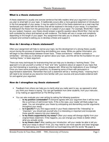 Thesis Statements - University of Victoria