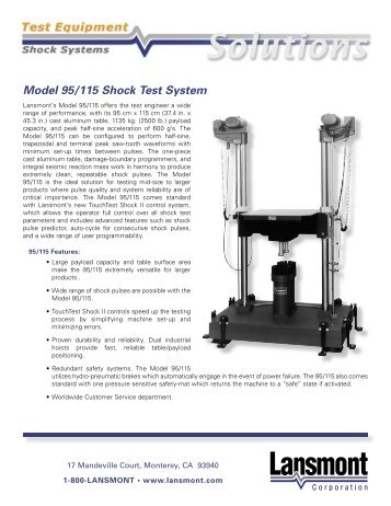 Model 95/115 Shock Test System