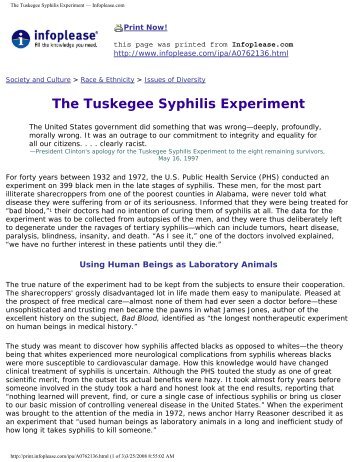 The Tuskegee Syphilis Experiment - Channeling Reality