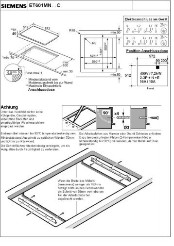 Planungshilfen ET601MN11C - Siemens Home Appliances