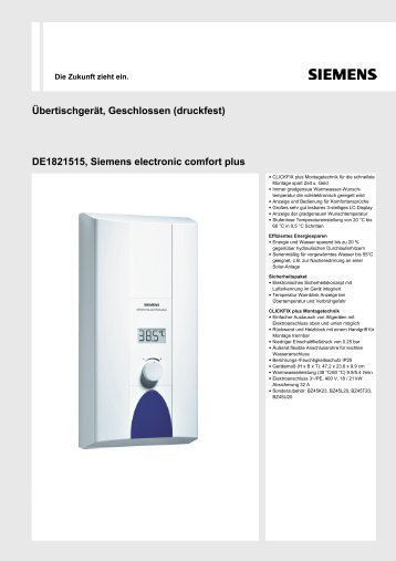 DE1821515, Siemens electronic comfort plus