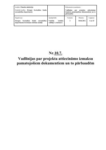 Nr.10.7. Vadlīnijas par projekta attiecināmo izmaksu ... - ES fondi