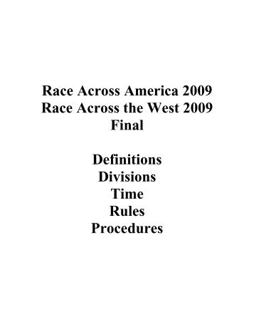 RAAM rules - Race Across America