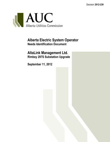 Alberta Electric System Operator AltaLink Management ... - AUC.ab.ca