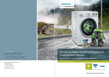 Für Ihr perfektes Outdoor-Programm: Siemens und Nikwax.