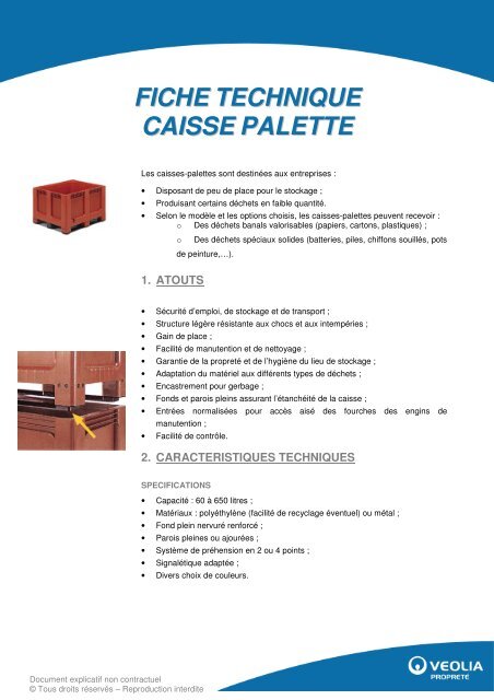 FICHE TECHNIQUE CAISSE PALETTE - Veolia PropretÃ©