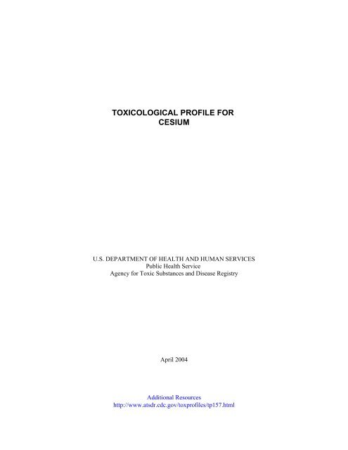 TOXICOLOGICAL PROFILE FOR CESIUM - Davidborowski.com