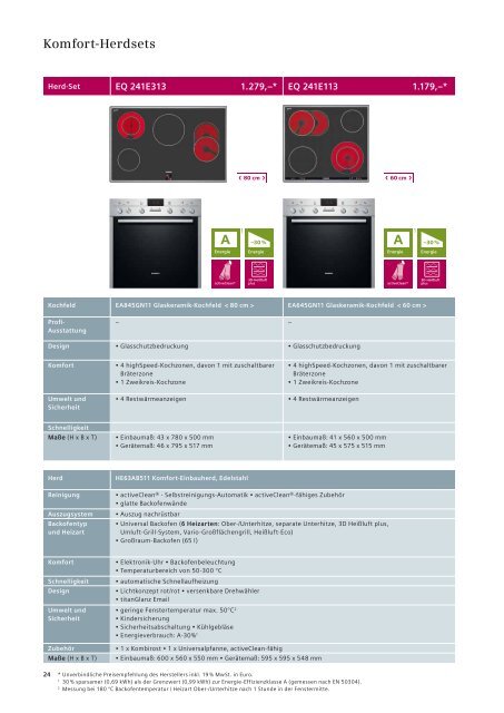 Komfort-Herdsets - Siemens Hausgeräte