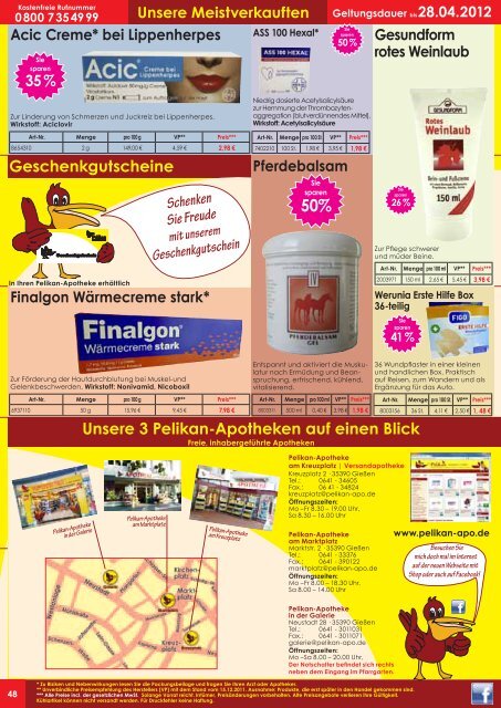 Einfach "Pelikan-Apotheke" auf Face- book eingeben und auf ...