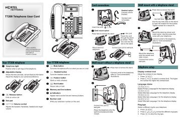 Nortel â T7208 Telephone User Card